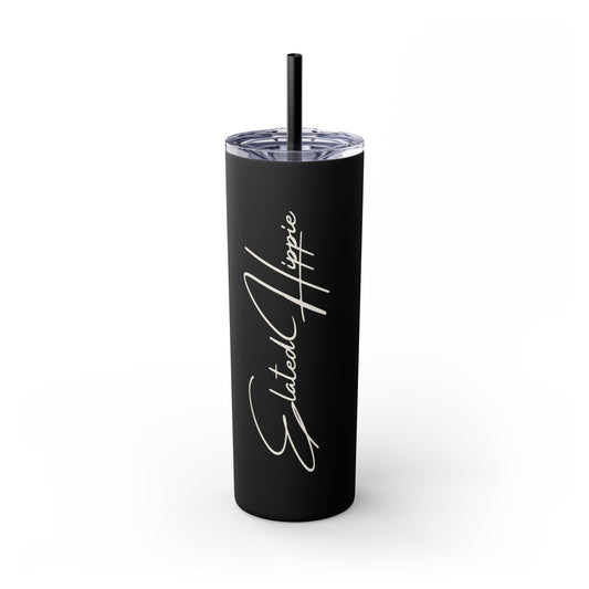 Elated Hippie 20oz Skinny Tumbler with Straw - Inspirational Drinkware for Eco-Conscious Lifestyle