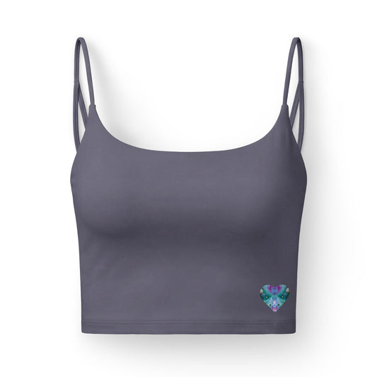 Elated Hippie Luxe Heart Crop Bra — Black Seamless Bralette with Watercolor Heart Accent