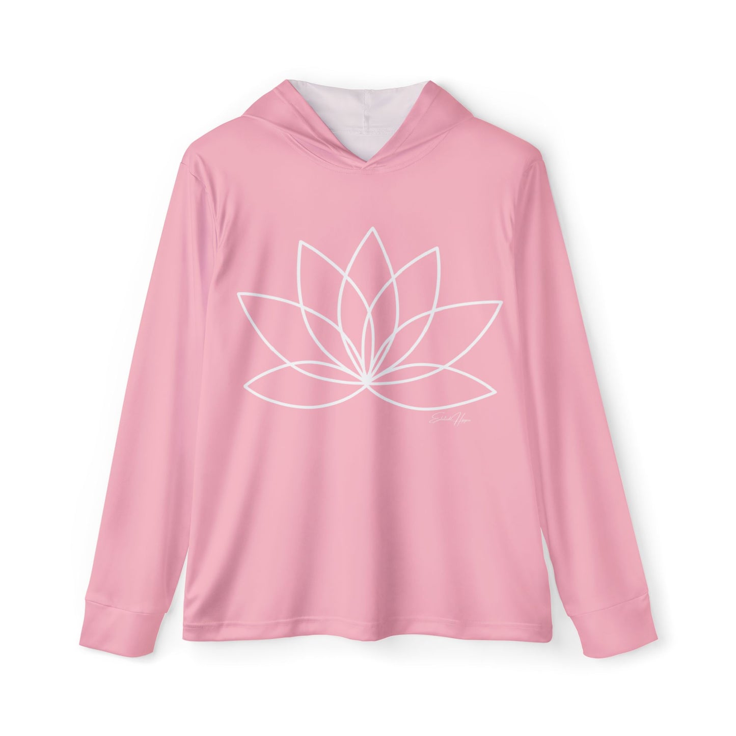 Elated Hippie Pink Marshmallow Lotus Sports Warmup Hoodie, Athletic Hoodie, Fitness Wear, Yoga Apparel, Gift for Her, Active Lifestyle, Relaxed Fit