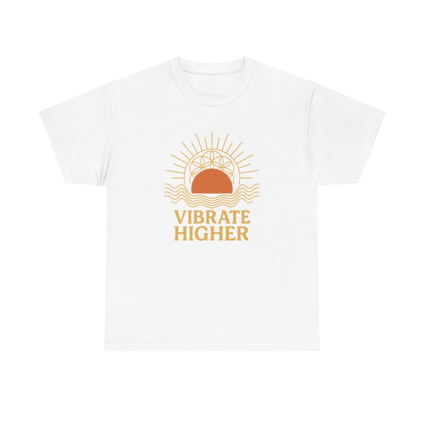 Vibrate Higher T-Shirt, Unisex Cotton Tee, Positive Vibe Shirt, Relaxed Fit Top, Casual Wear, Gift for Peace Lovers