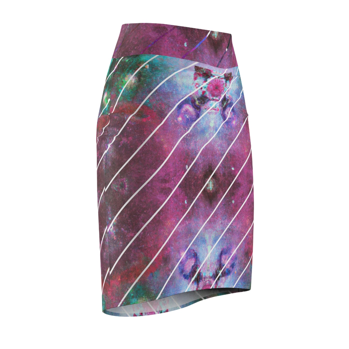 Elated Hippie Gradient Women's Pencil Skirt, Stylish Pencil Skirt, AOP Skirt, Trendy Skirt, Fashionable Office Wear, Galaxy Print Skirt