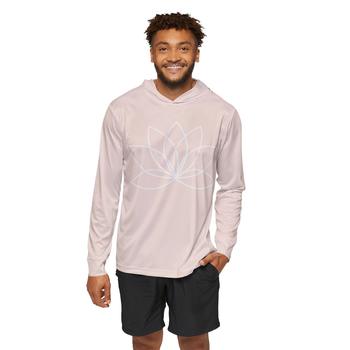Elated Hippie Peachy Cream Lotus Blossom Women's Sports Warmup Hoodie, Athletic Hoodie, Fitness Wear, Yoga Apparel, Gift for Her, Active Lifestyle, Relaxed Fit