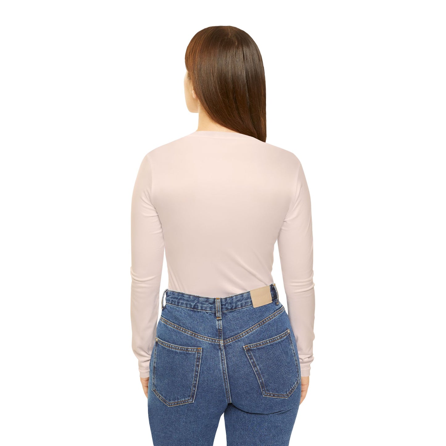 Elated Hippie Peachy Cream Stylish Women's Long Sleeve V-Neck Shirt, Fashionable Casual Top, Perfect for Spring, Summer, and Layering, Gift for Her, Comfy