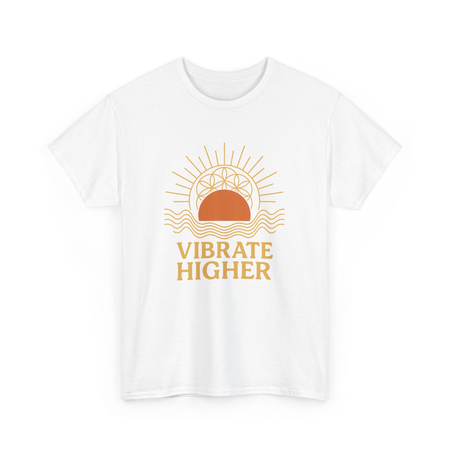 Vibrate Higher T-Shirt, Unisex Cotton Tee, Positive Vibe Shirt, Relaxed Fit Top, Casual Wear, Gift for Peace Lovers