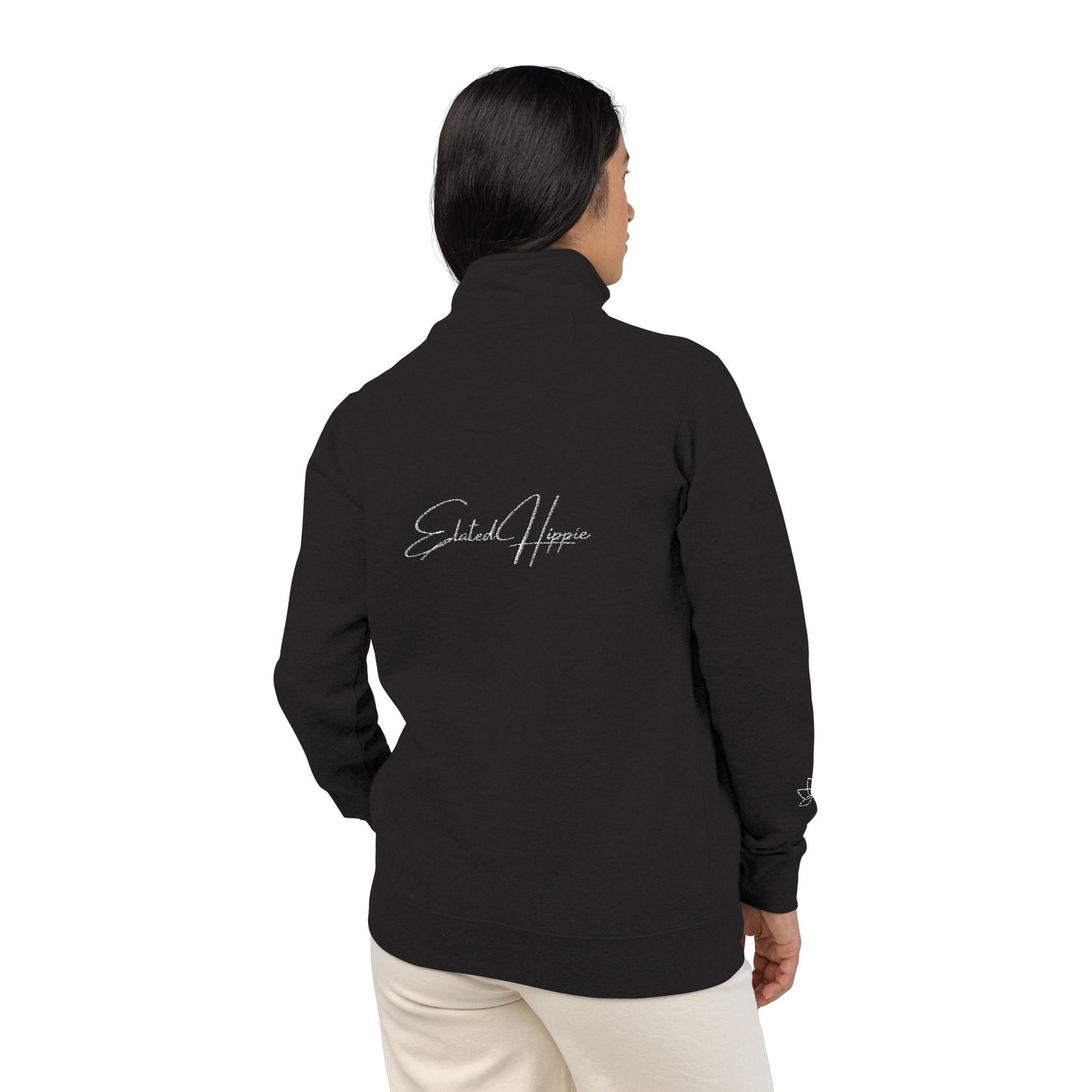 Embroidered Elated Hippie Fleece Pullover