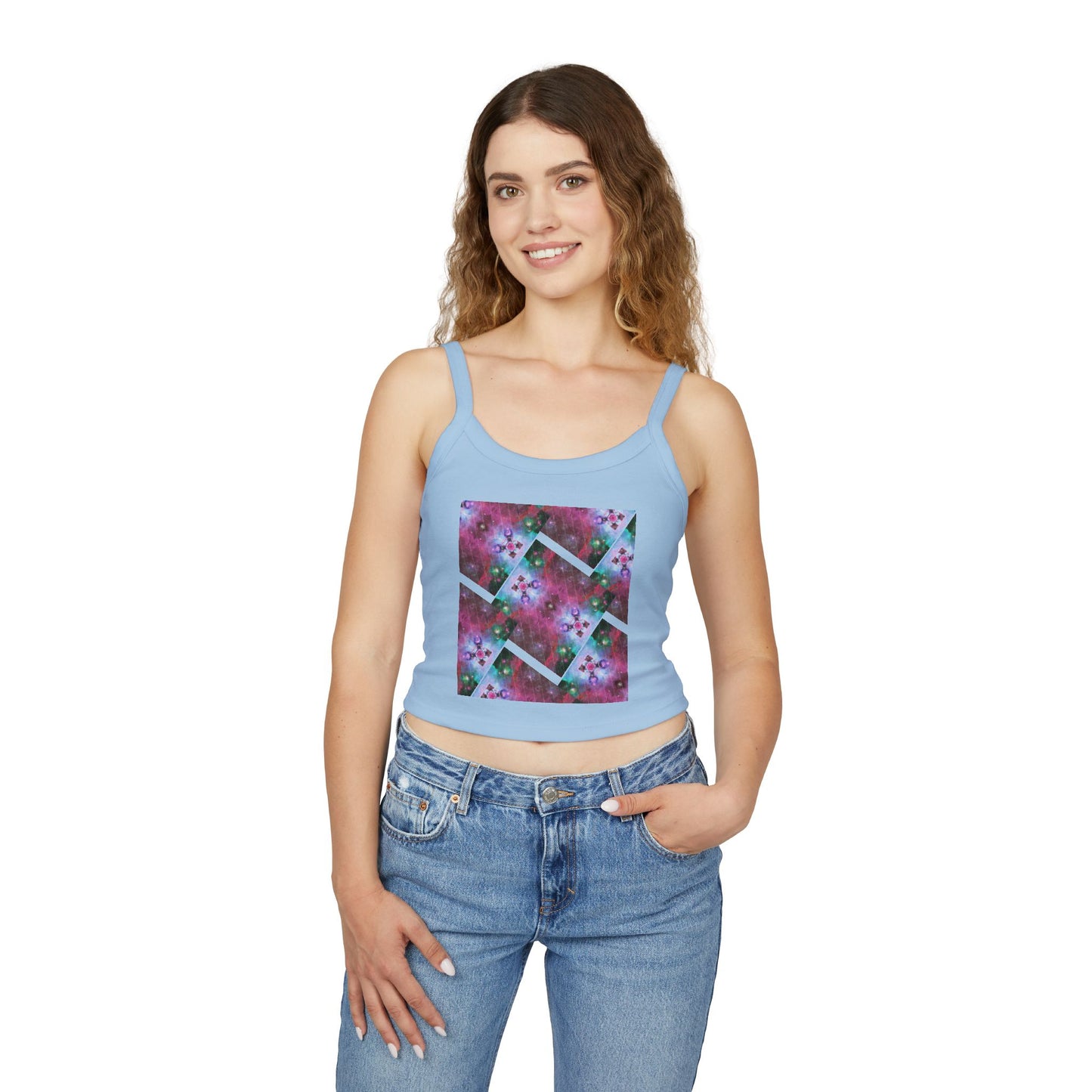 Elated Hippie 100% Cotton Trendy Women's Spaghetti Strap Tank Top, Casual Summer Wear, Beach Outfit, Festival Fashion, Layering Essential