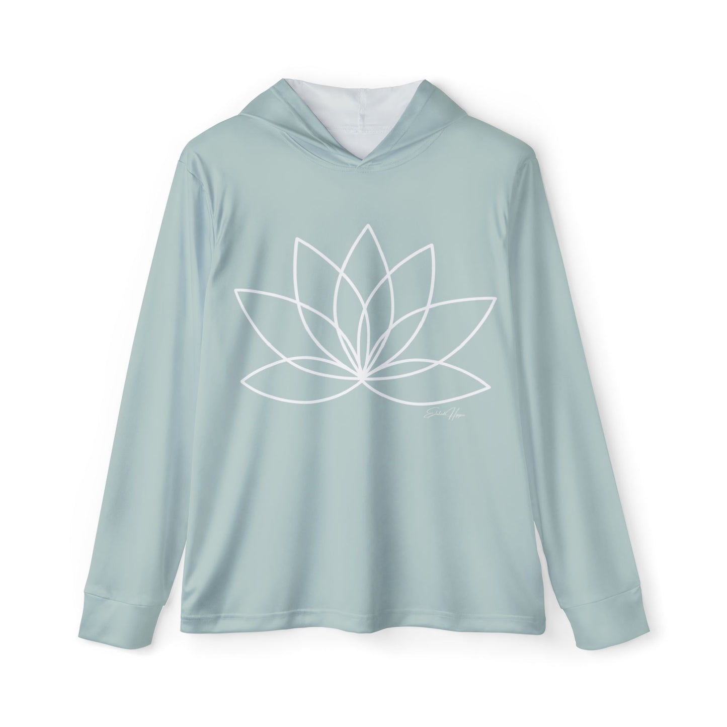 Elated Hippie Pale Sea Foam Lotus Sports Warmup Hoodie, Athletic Hoodie, Fitness Wear, Yoga Apparel, Gift for Her, Active Lifestyle, Relaxed Fit