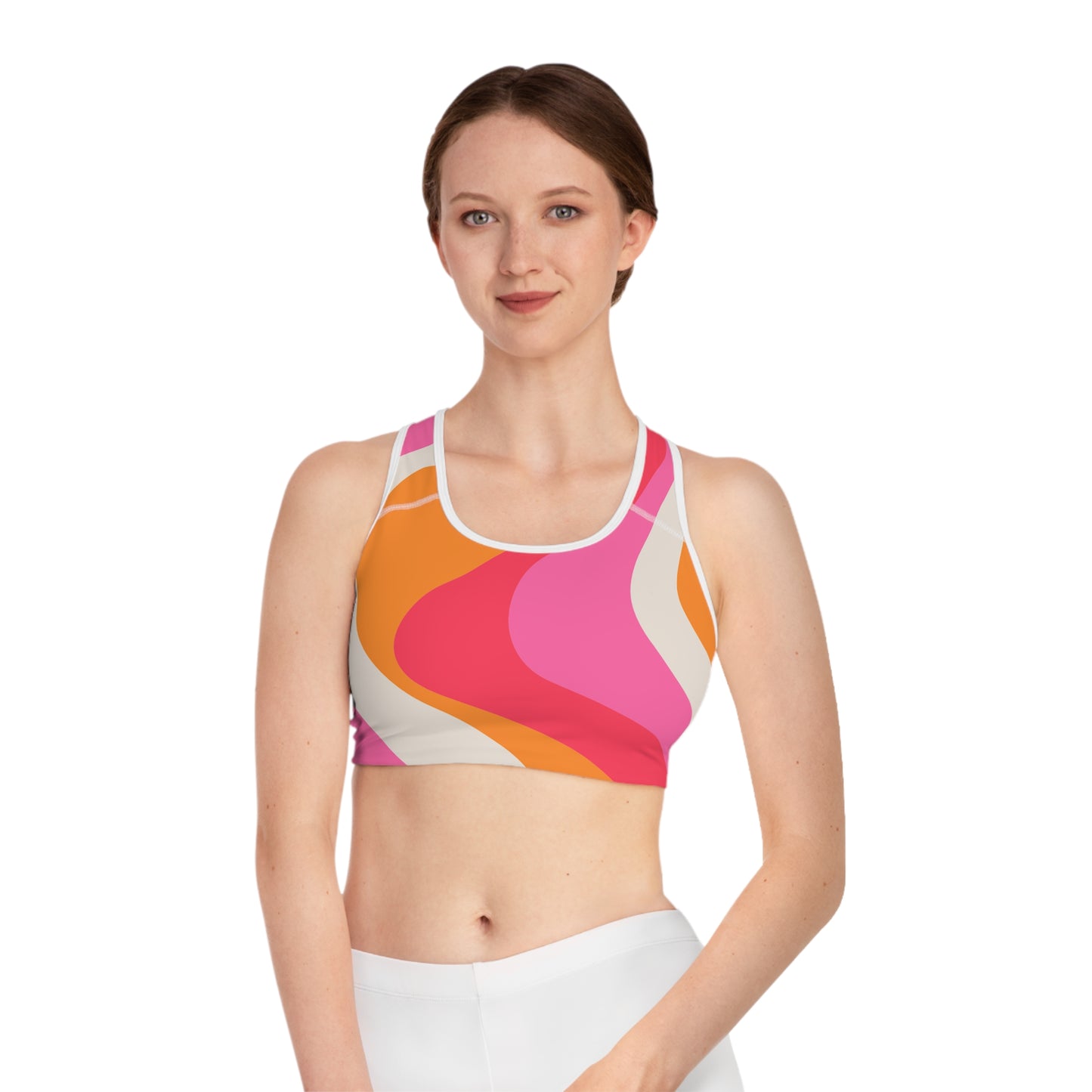 Elated Hippie Pink Marble Sports Bra - Stylish Activewear for Fitness Enthusiasts