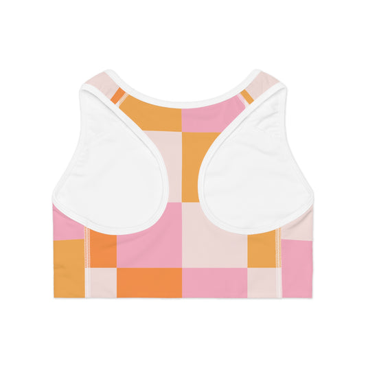 Elated Hippie Checkers Sports Bra - Stylish Activewear for Fitness Enthusiasts