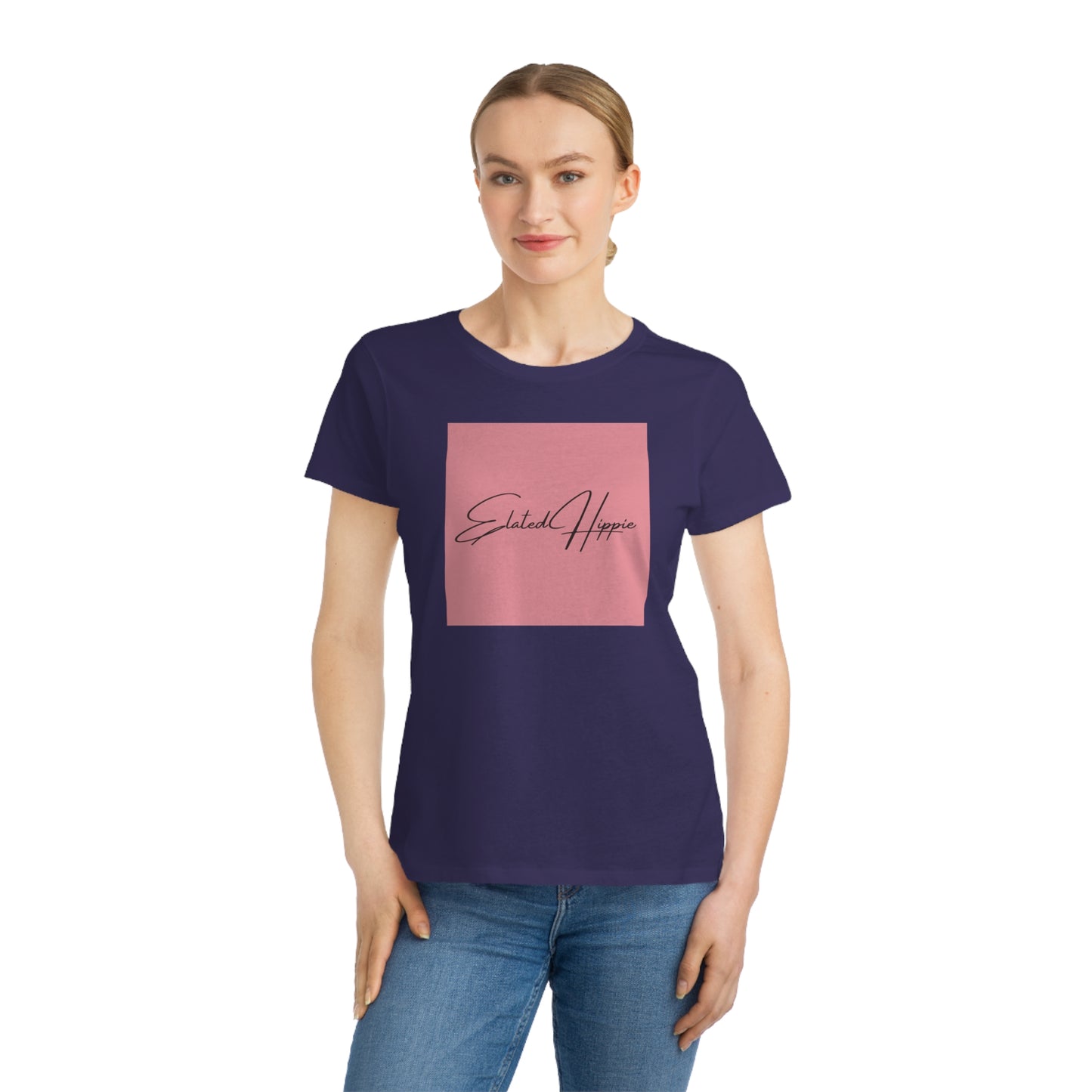 Elated Hippie Organic Pink Women's T-Shirt - Comfortable & Eco-Friendly Casual Wear