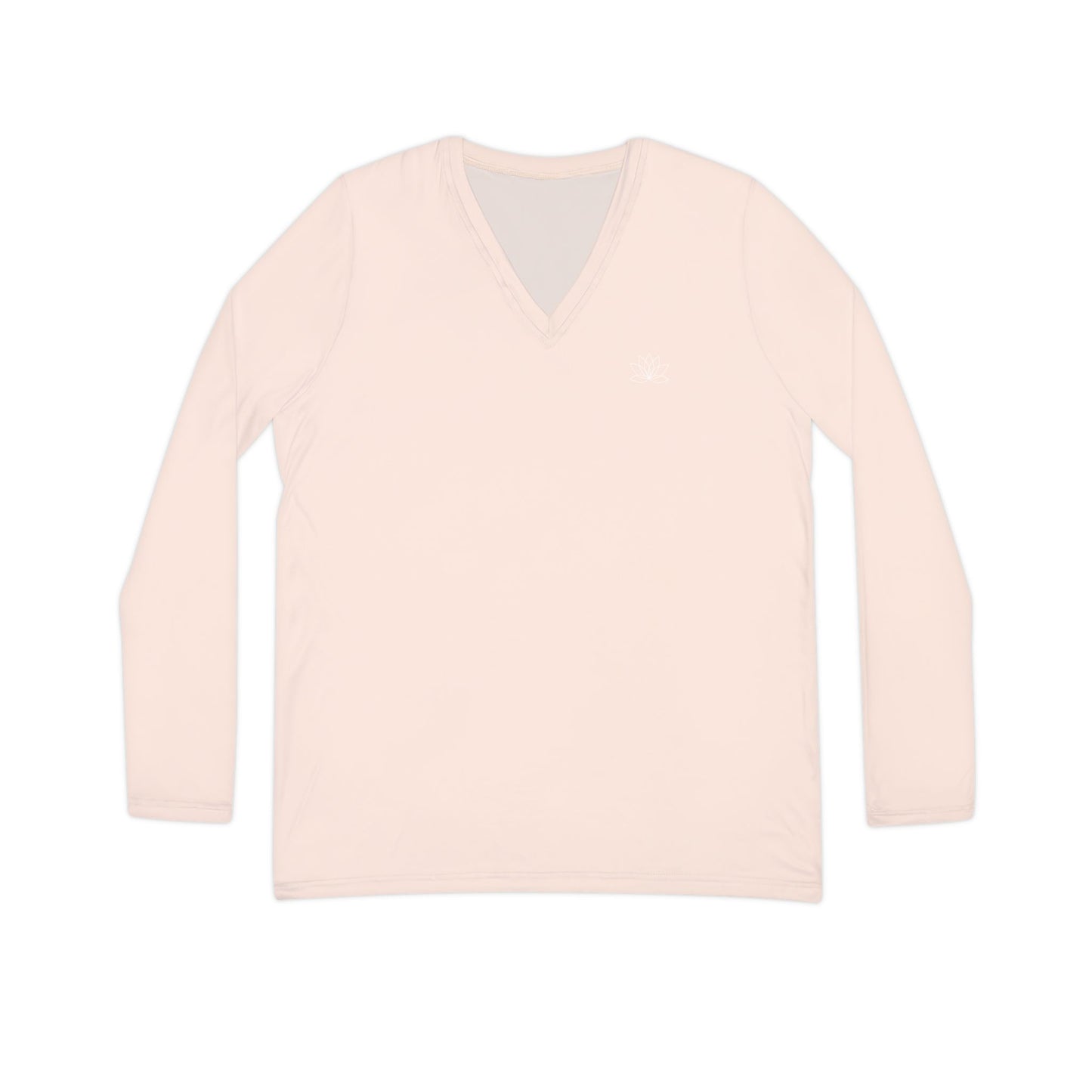 Elated Hippie Peachy Cream Stylish Women's Long Sleeve V-Neck Shirt, Fashionable Casual Top, Perfect for Spring, Summer, and Layering, Gift for Her, Comfy