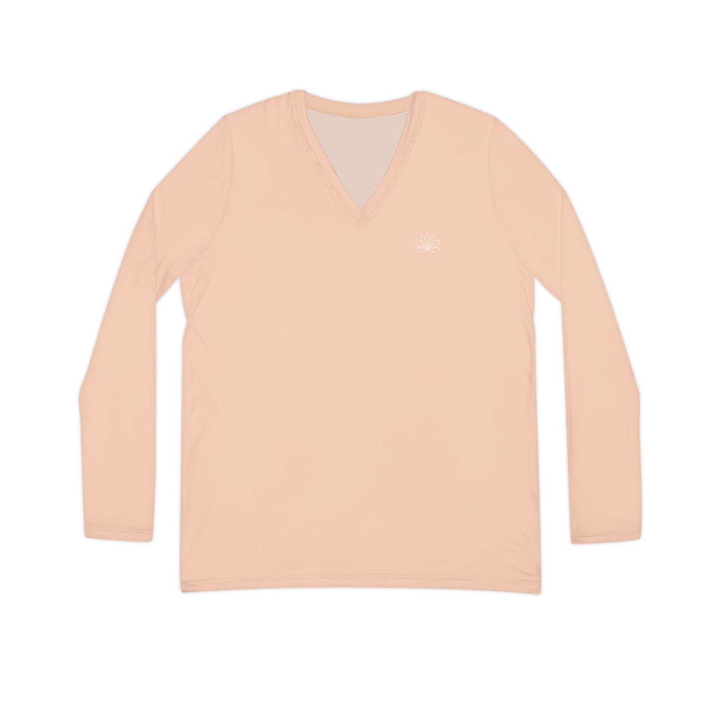 Elated Hippie - Light Peach Blush Pink Stylish Women's Long Sleeve V-Neck Shirt, Fashionable Casual Top, Perfect for Spring, Summer, and Layering, Gift for Her, Comfy