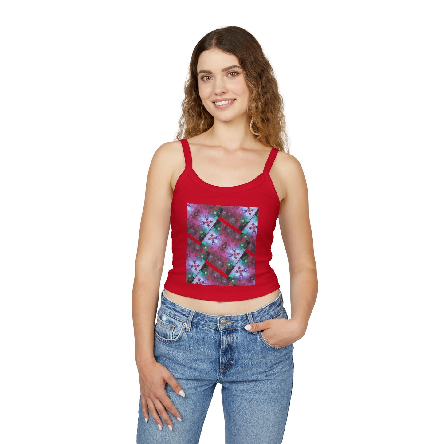 Elated Hippie 100% Cotton Trendy Women's Spaghetti Strap Tank Top, Casual Summer Wear, Beach Outfit, Festival Fashion, Layering Essential