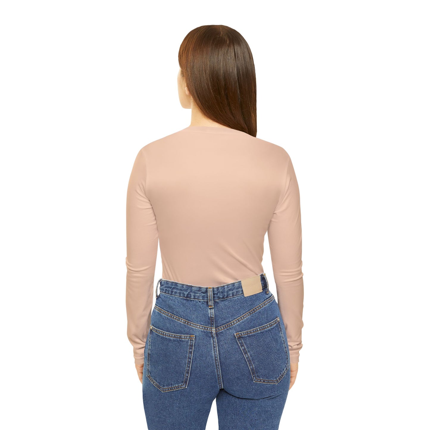 Elated Hippie - Light Peach Blush Pink Stylish Women's Long Sleeve V-Neck Shirt, Fashionable Casual Top, Perfect for Spring, Summer, and Layering, Gift for Her, Comfy