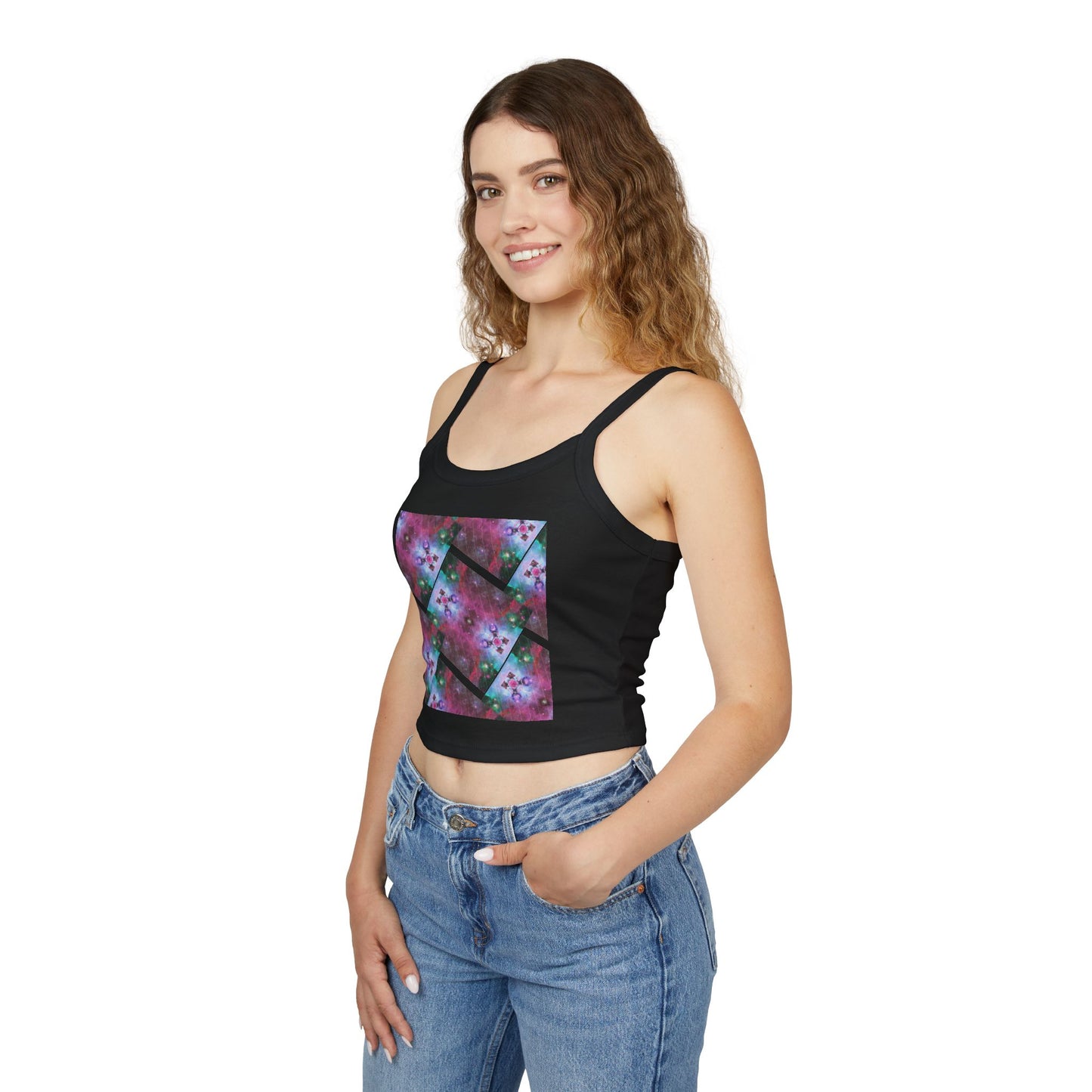 Elated Hippie 100% Cotton Trendy Women's Spaghetti Strap Tank Top, Casual Summer Wear, Beach Outfit, Festival Fashion, Layering Essential