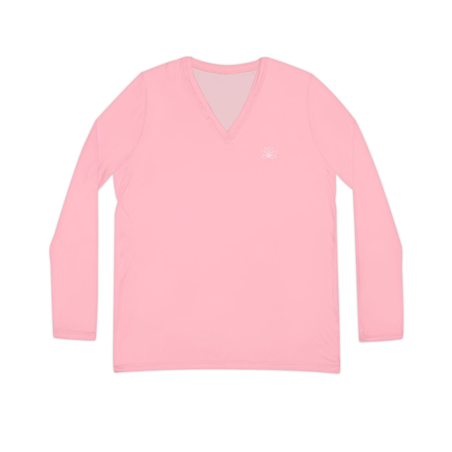 Elated Hippie Marshmallow Pink Stylish Women's Long Sleeve V-Neck Shirt, Fashionable Casual Top, Perfect for Spring, Summer, and Layering, Gift for Her, Comfy