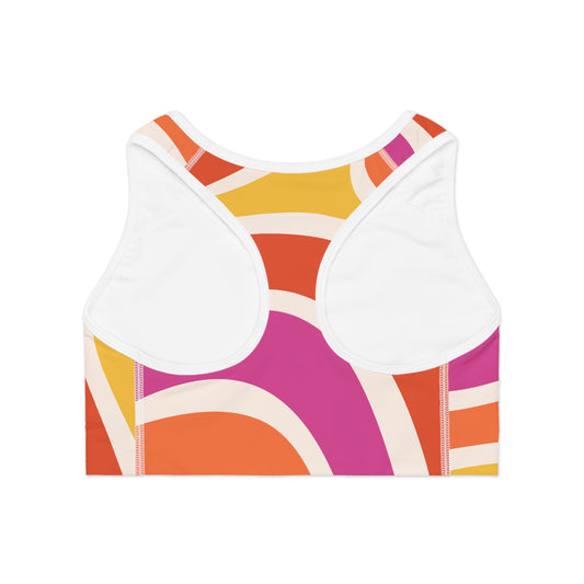 Vibrant Pink Marble Sports Bra - Stylish Activewear for Fitness Enthusiasts