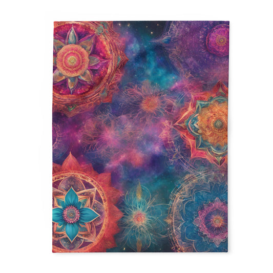 Mandala Galaxy Arctic Fleece Blanket — Vibrant Boho Space Throw for Cozy Home & Gifts