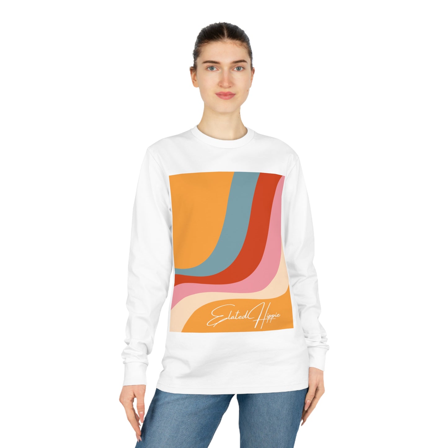 Elated Hippie "Arn't ya Glada" Geometric Long Sleeve Tee for Casual Style