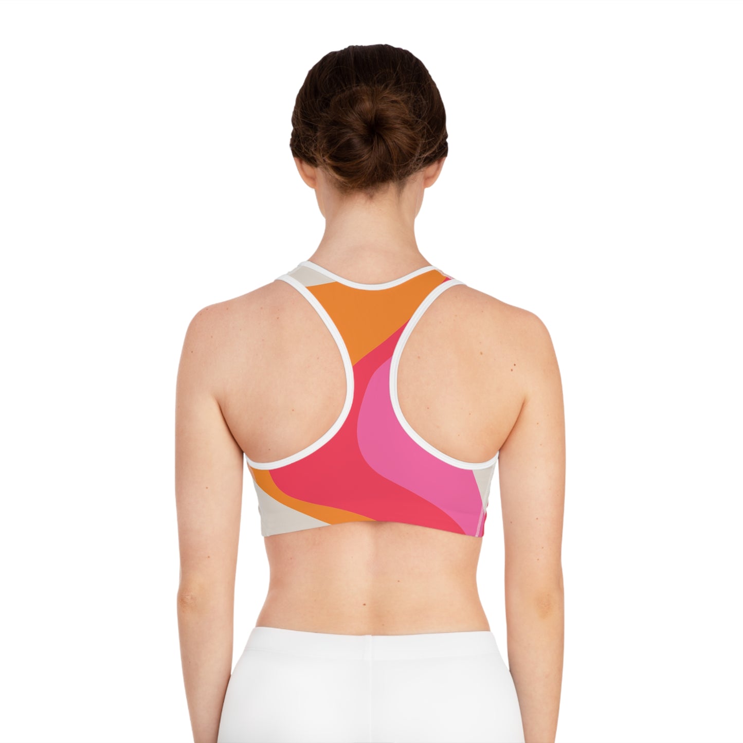 Elated Hippie Pink Marble Sports Bra - Stylish Activewear for Fitness Enthusiasts