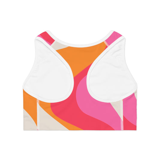 Elated Hippie Pink Marble Sports Bra - Stylish Activewear for Fitness Enthusiasts