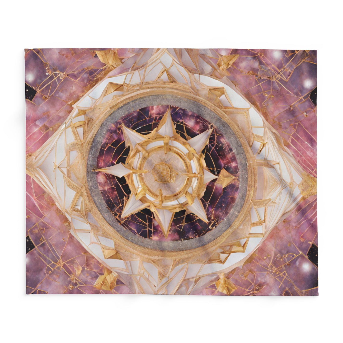 Elated Hippie Rose Quartz Space Compass Collection Fleece Blanket