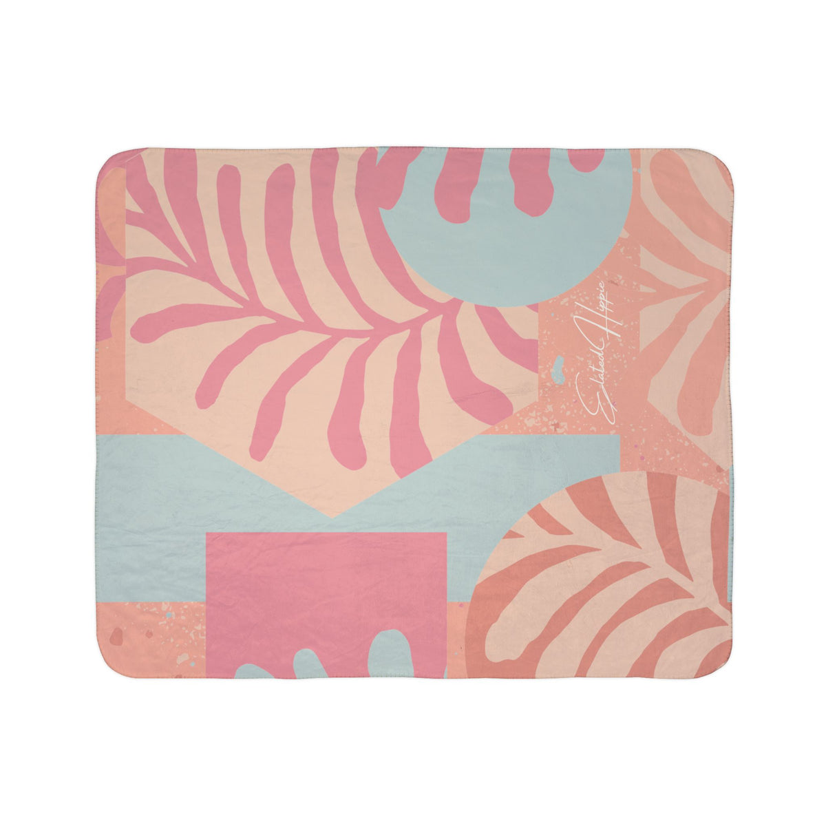 Elated Hippie Pastel Abstract Botanical Fleece Sherpa Blanket
