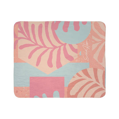 Elated Hippie Pastel Abstract Botanical Fleece Sherpa Blanket