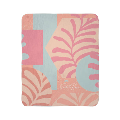 Elated Hippie Pastel Abstract Botanical Fleece Sherpa Blanket
