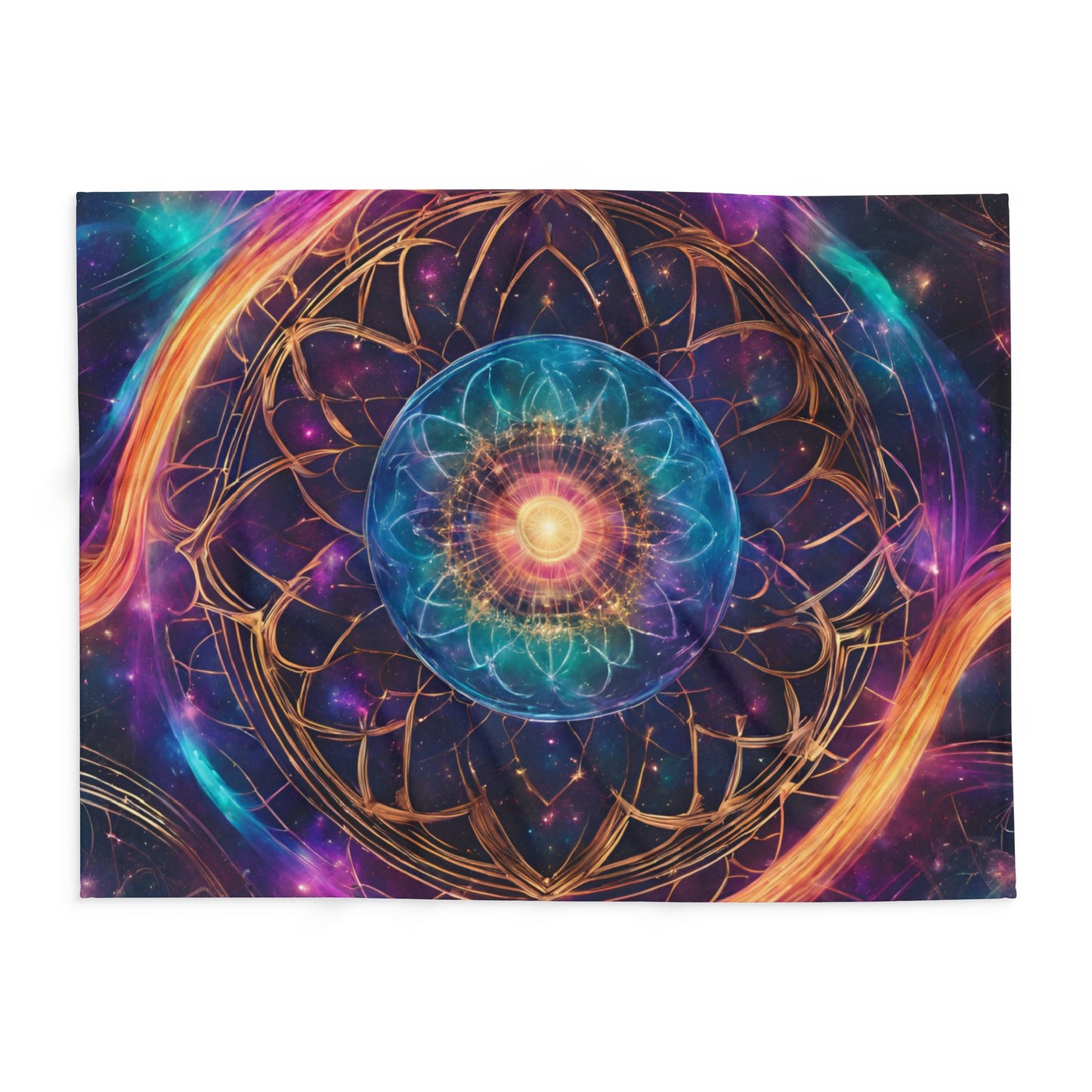 Elated Hippie "Rainbow Flower Mandala" Fleece Blanket