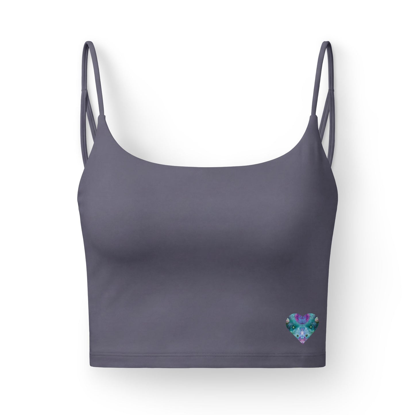 Elated Hippie Luxe Heart Crop Bra — Black Seamless Bralette with Watercolor Heart Accent