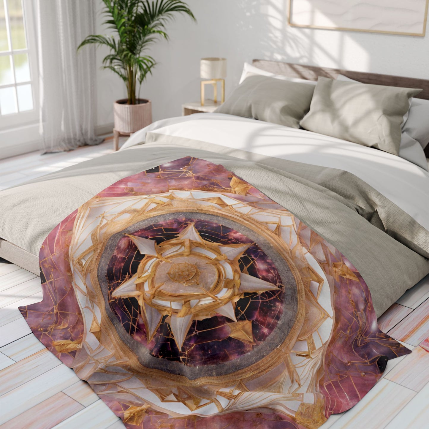 Elated Hippie Rose Quartz Space Compass Collection Fleece Blanket