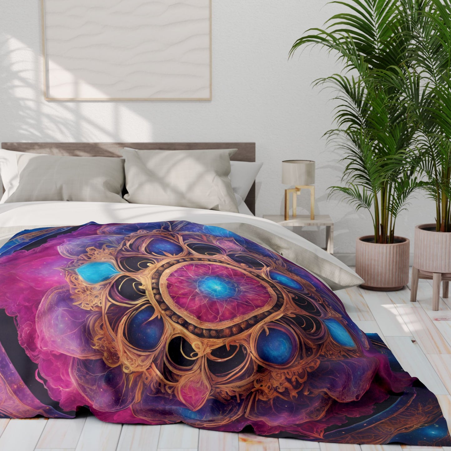 Elated Hippie Nebula Mandala" Fleece Blanket