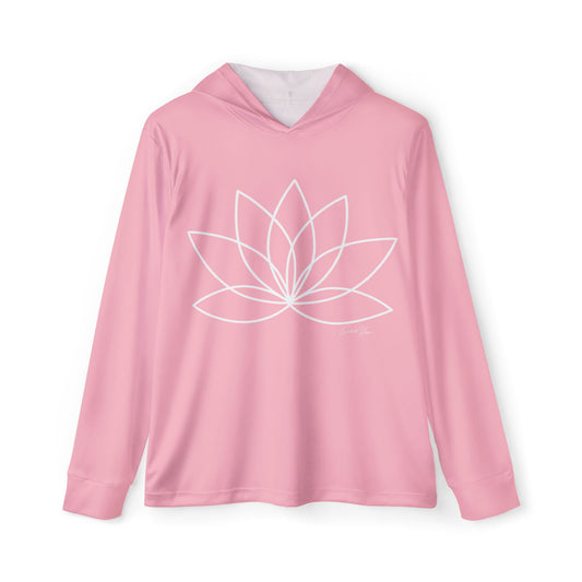 Elated Hippie Pink Marshmallow Lotus Sports Warmup Hoodie, Athletic Hoodie, Fitness Wear, Yoga Apparel, Gift for Her, Active Lifestyle, Relaxed Fit