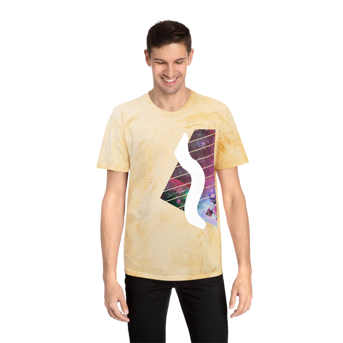 Elated Hippie Colorful Unisex 100% Cotton T-Shirt Swerve, Vibrant Graphic Tee for Art Lovers, Casual Summer Wear, Gift for Music and Art