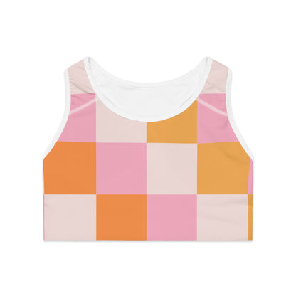 Elated Hippie Checkers Sports Bra - Stylish Activewear for Fitness Enthusiasts