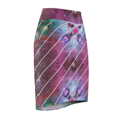 Elated Hippie Gradient Women's Pencil Skirt, Stylish Pencil Skirt, AOP Skirt, Trendy Skirt, Fashionable Office Wear, Galaxy Print Skirt