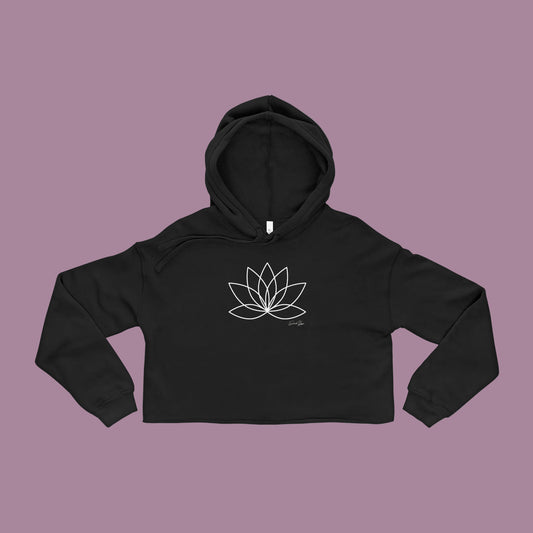 Elated Hippie Lotus Flower Women's Cropped Hoodie, Yoga Apparel, Festival Outfit, Casual Style, Gift for Her, Meditation Clothing