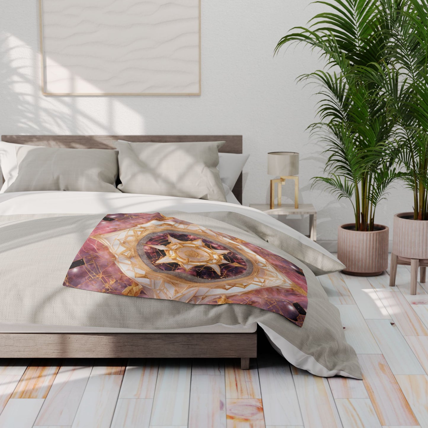 Elated Hippie Rose Quartz Space Compass Collection Fleece Blanket