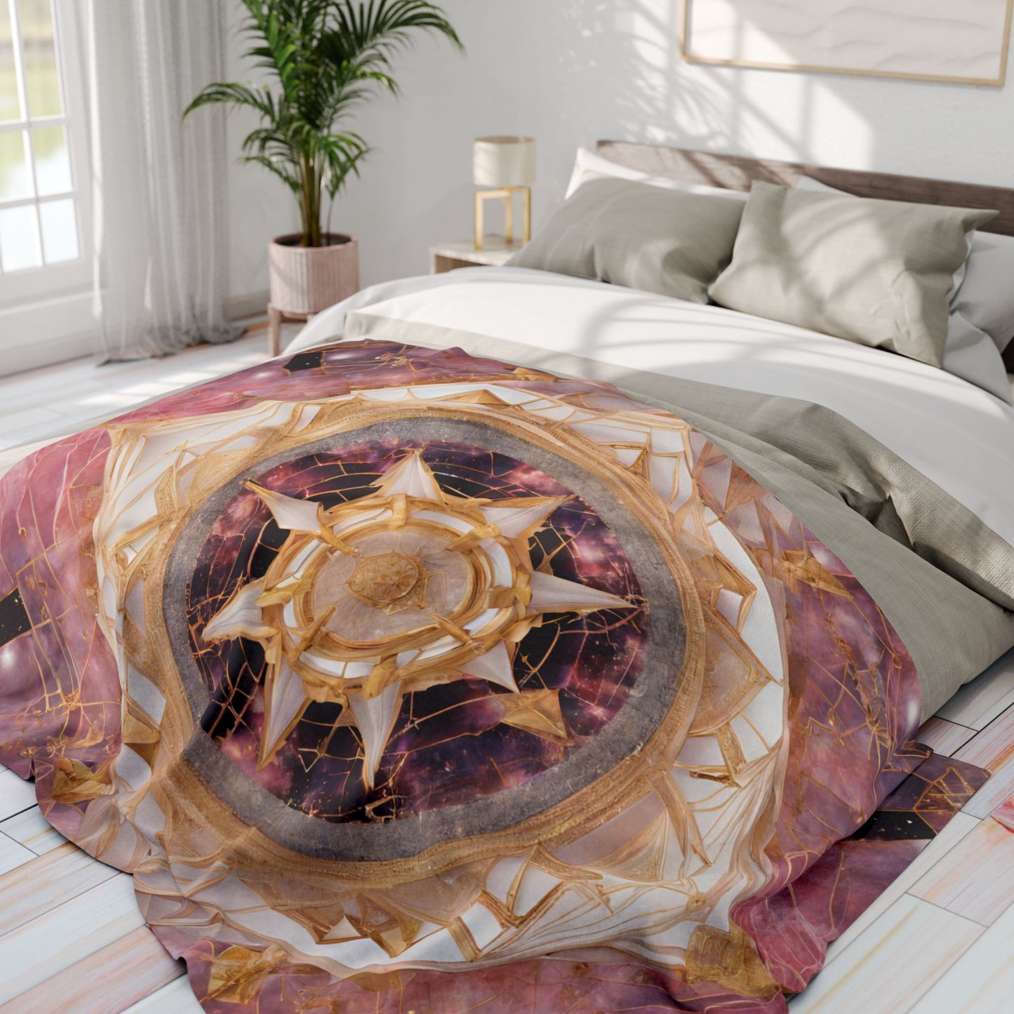 Elated Hippie Rose Quartz Space Compass Collection Fleece Blanket