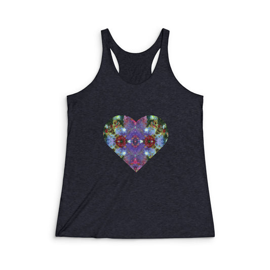 Elated Hippie Colorful Heart Floral Racerback Tank - Boho Summer Shirt, Gift for Her, Yoga Top, Festival Apparel, Casual Wear