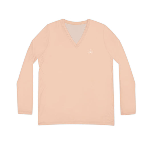 Elated Hippie - Stylish Women's Long Sleeve V-Neck Shirt, Fashionable Casual Top, Perfect for Spring, Summer, and Layering, Gift for Her, Comfy - Beach Babe