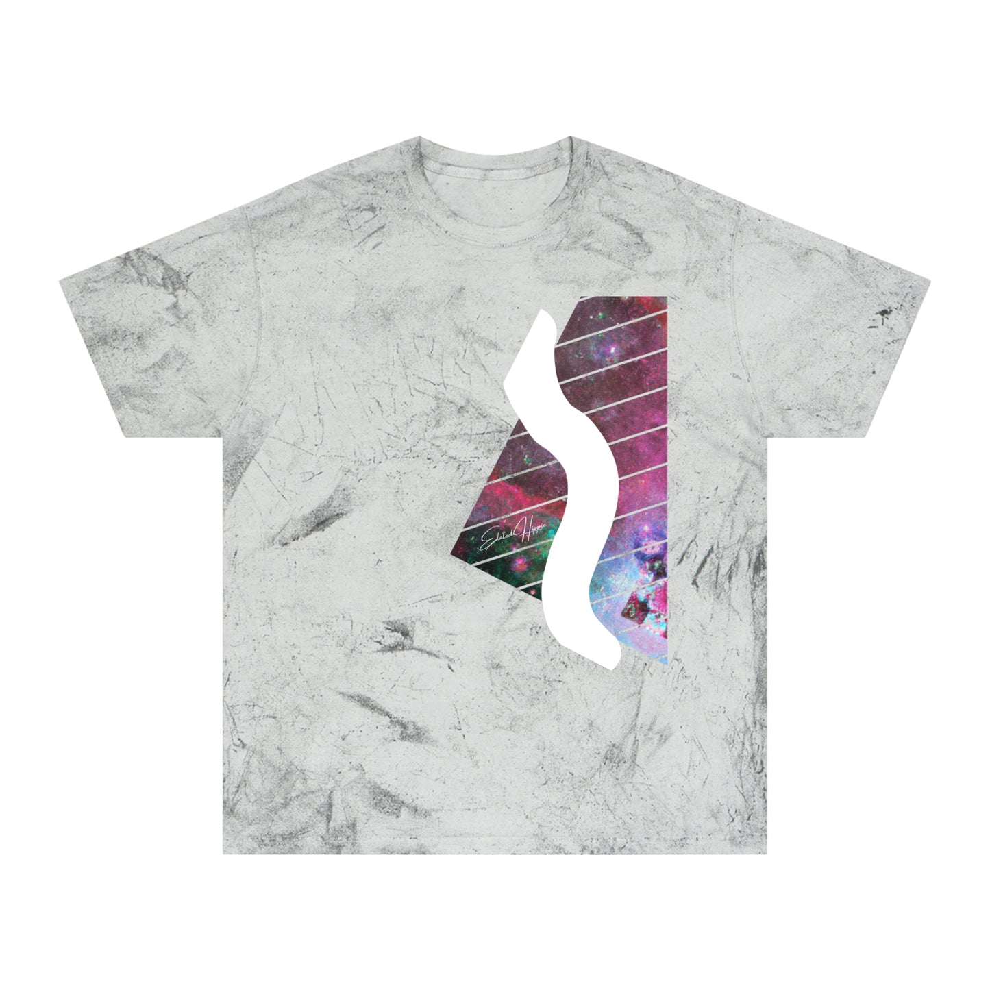 Elated Hippie Colorful Unisex 100% Cotton T-Shirt Swerve, Vibrant Graphic Tee for Art Lovers, Casual Summer Wear, Gift for Music and Art