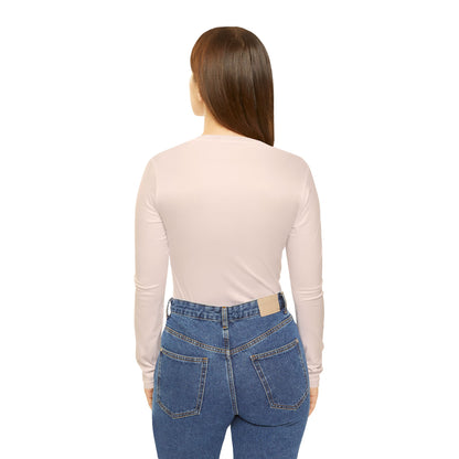 Elated Hippie Peachy Cream Stylish Women's Long Sleeve V-Neck Shirt, Fashionable Casual Top, Perfect for Spring, Summer, and Layering, Gift for Her, Comfy