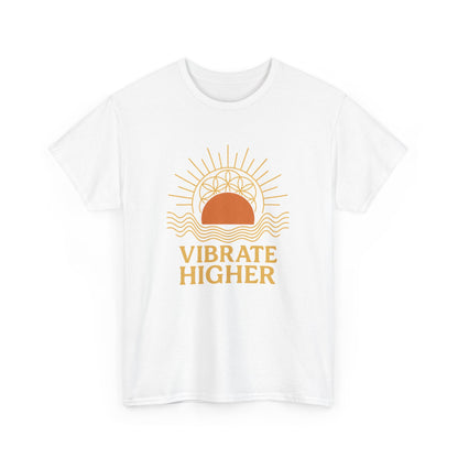 Vibrate Higher T-Shirt, Unisex Cotton Tee, Positive Vibe Shirt, Relaxed Fit Top, Casual Wear, Gift for Peace Lovers