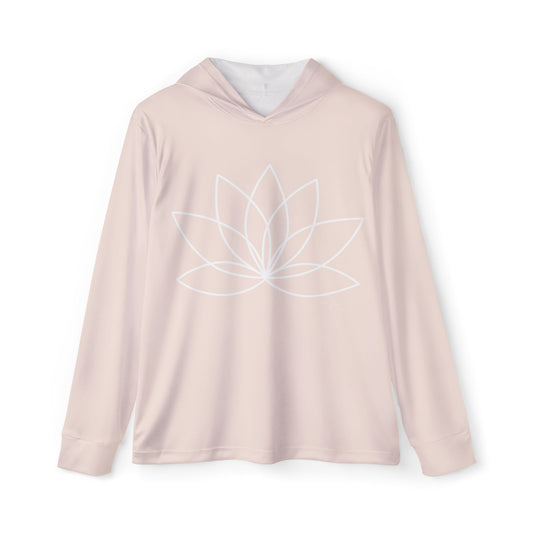 Elated Hippie Peachy Cream Lotus Blossom Women's Sports Warmup Hoodie, Athletic Hoodie, Fitness Wear, Yoga Apparel, Gift for Her, Active Lifestyle, Relaxed Fit