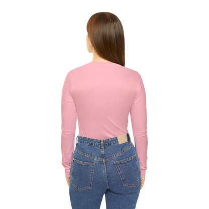 Elated Hippie Marshmallow Pink Stylish Women's Long Sleeve V-Neck Shirt, Fashionable Casual Top, Perfect for Spring, Summer, and Layering, Gift for Her, Comfy