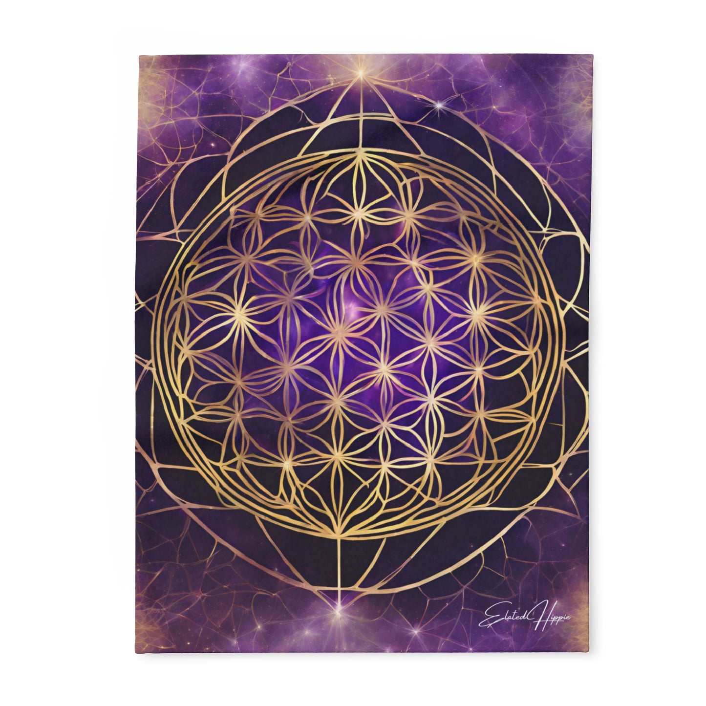 Elated Hippie "Cosmic Flower Mandala" Fleece Blanket