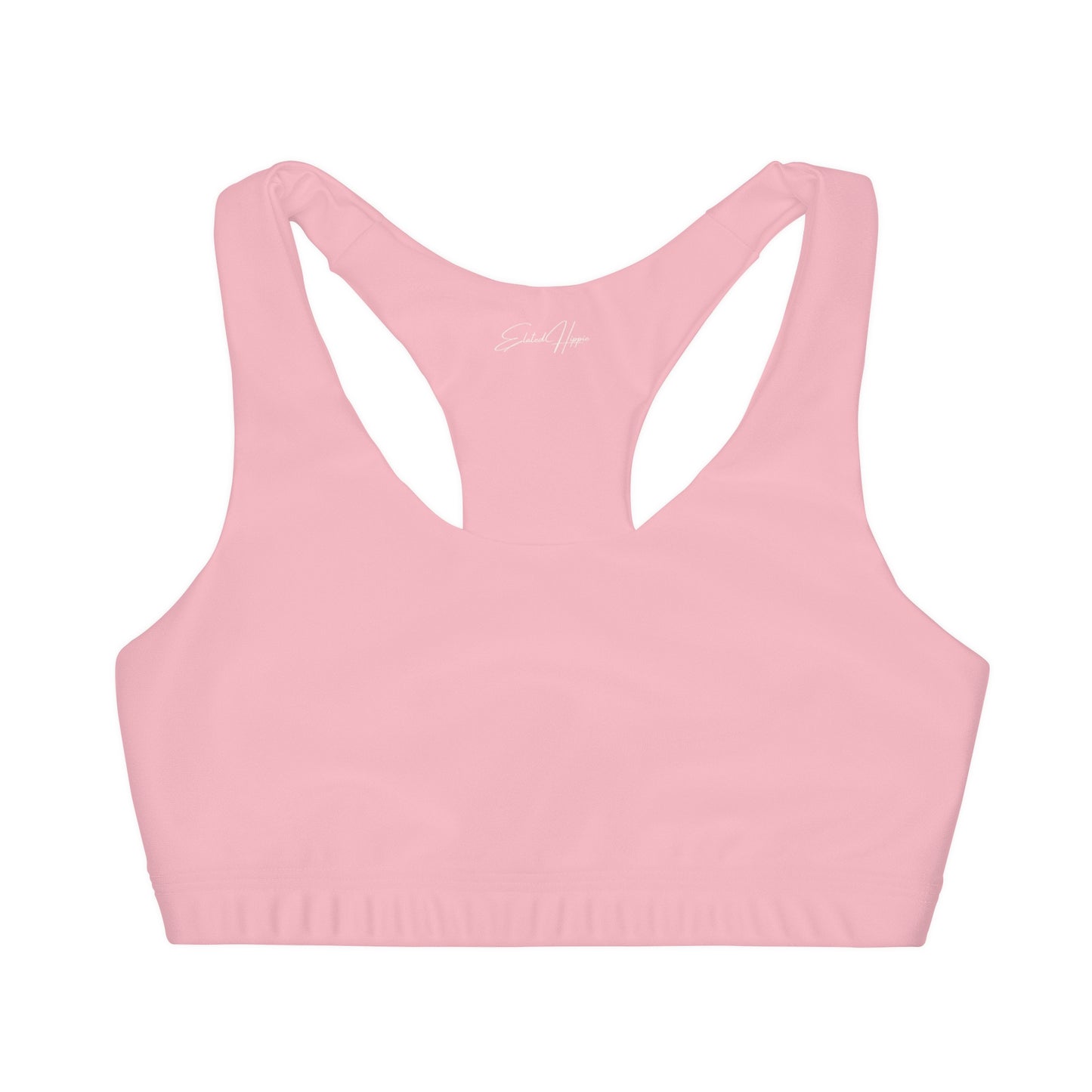 Elated Hippie Girl's Racerback Sports Bra 🎀✨ - Pink Marshmallow