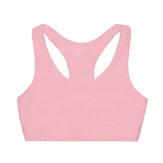 Elated Hippie Girl's Racerback Sports Bra 🎀✨ - Pink Marshmallow